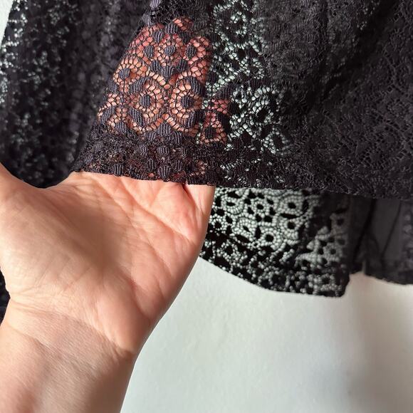 Maeve by Anthropologie Sheer Lace Collared Buttondown Top 1X Plus Sexy Goth - Picture 5 of 6